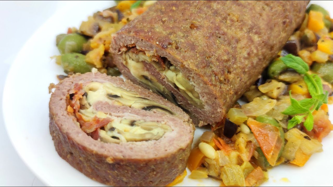 polpettone ripieno con funghi e scamorza 📌senza uova
