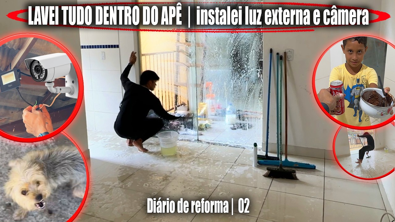 LAVEI TUDO DENTRO DO APÊ 🏡 | INSTALEI LUZ EXTERNA E CÂMERA ( RECEBI VISITAS DE SEGUIDORES  🤩)