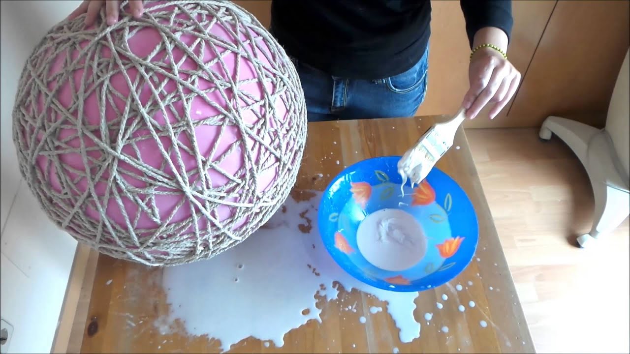 Como hacer una lampara con cuerda en forma de globo, Ideas fáciles y baratas para decorar