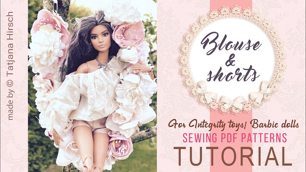 Blouse and shorts for Barbie & Integrity toys dolls. Sewing tutorial. PART 1