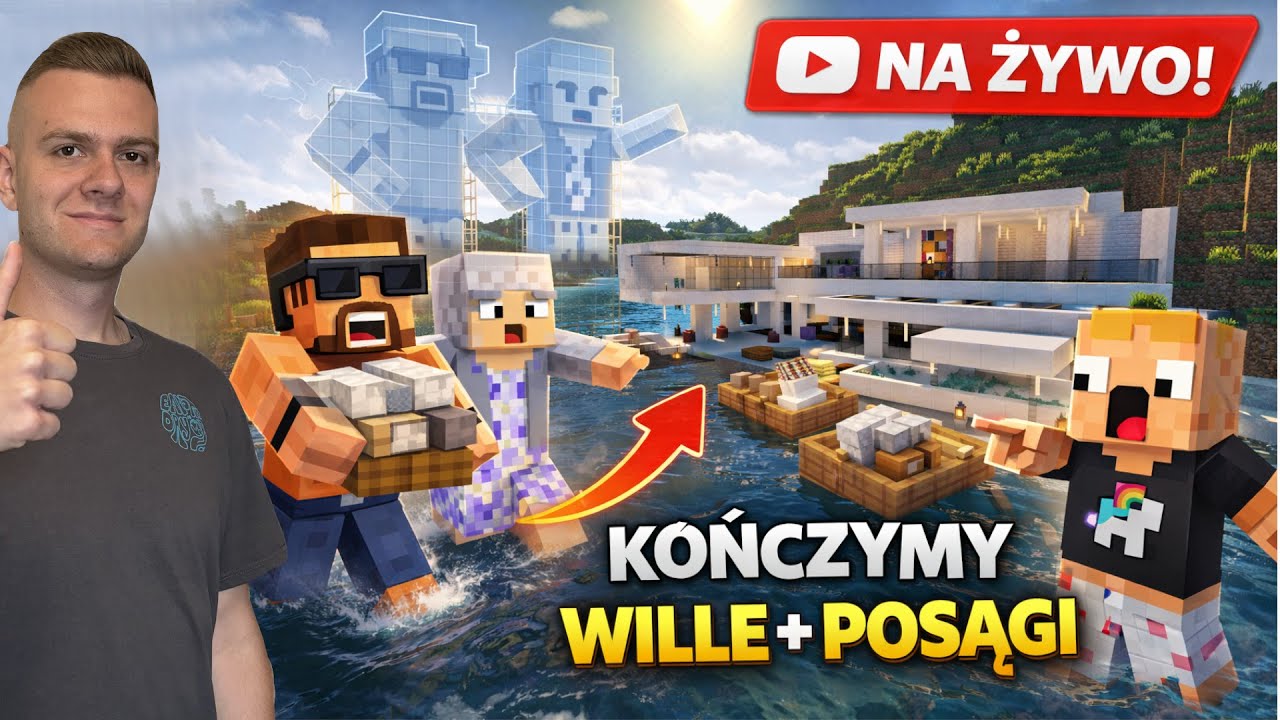 LIVE Z MC🔴BUDOWA NASZYCH POSĄGÓW🗿KONCZYMY BUDOWĘ WILLI🏗️
