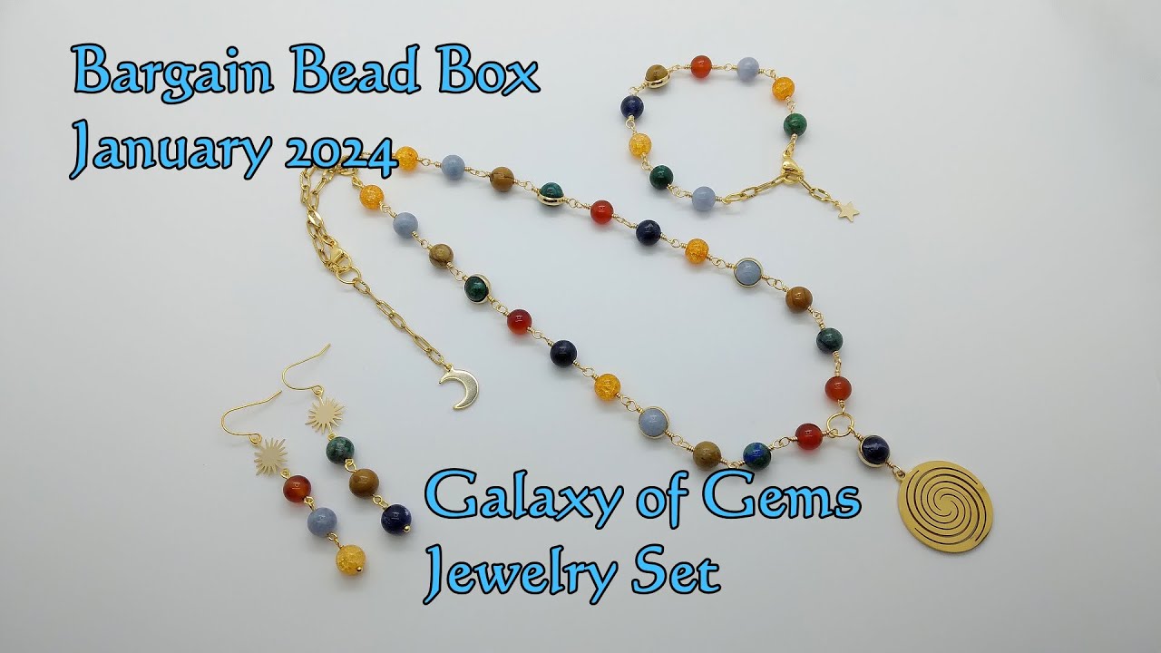 Galaxy of Gems Jewelry Set - Bargain Bead Box - January 2024 #bargainbeadbox #beadboxbargains