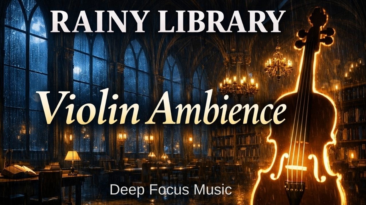 Rainy Library Violin 🎻 Soft String Music for Studying, Reading & Deep Focus