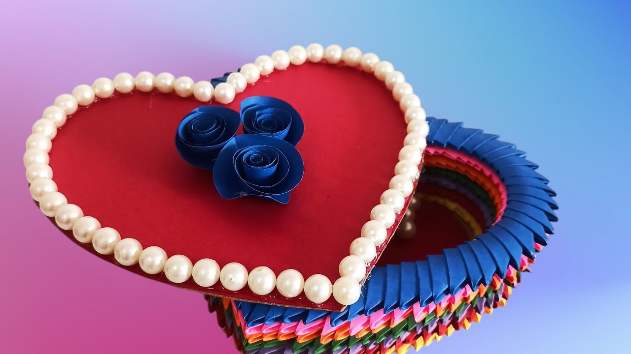how to make 3D origami heart box / DIY origami craft ideas❤️