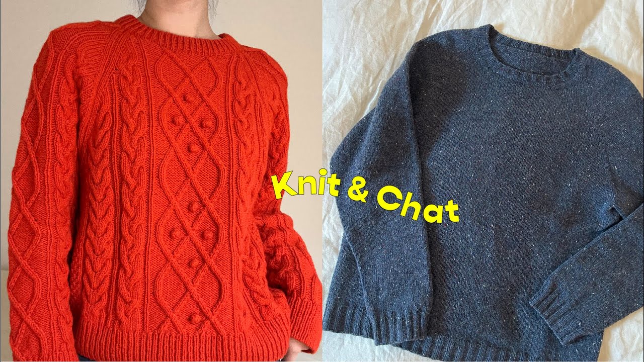 Knitting vlog. 뜨개로그 ep14. FO가 두개! 민나노 스웨터🙌, 유네미 촘촘이 피셔맨 째려뜨기 a.k.a. 홍시 스웨터🧡, 그리고 넷플릭스 추천하며 수다타임