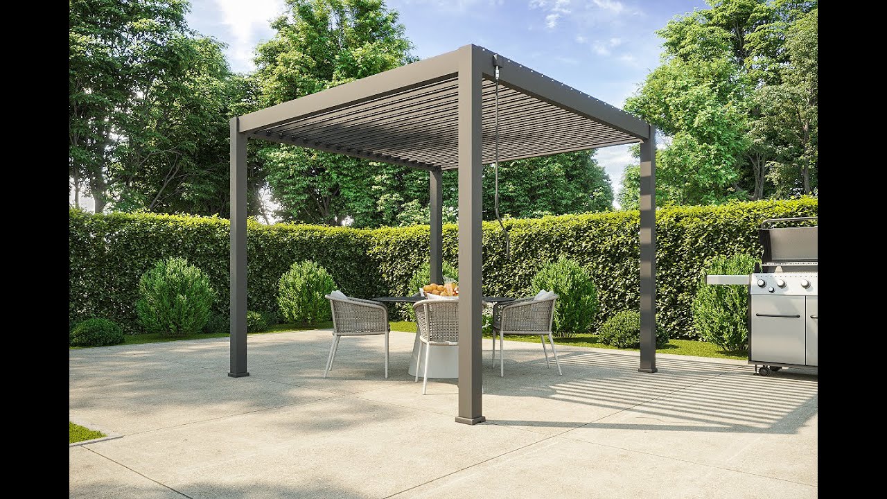Montage Pergola bioclimatique autoportée - Lames acier