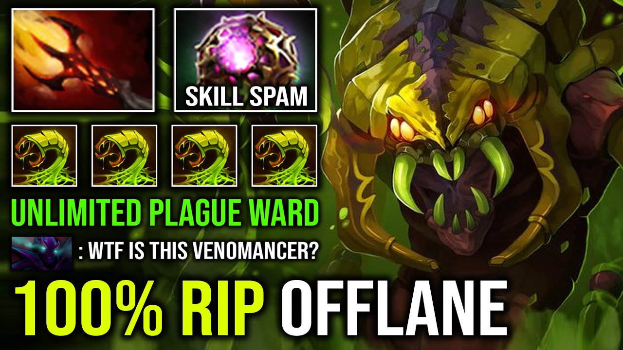 How to 100% Delete Offlane Nobody Can Come to Lane Unlimited Plague Skill Spam Venomancer Dota 2