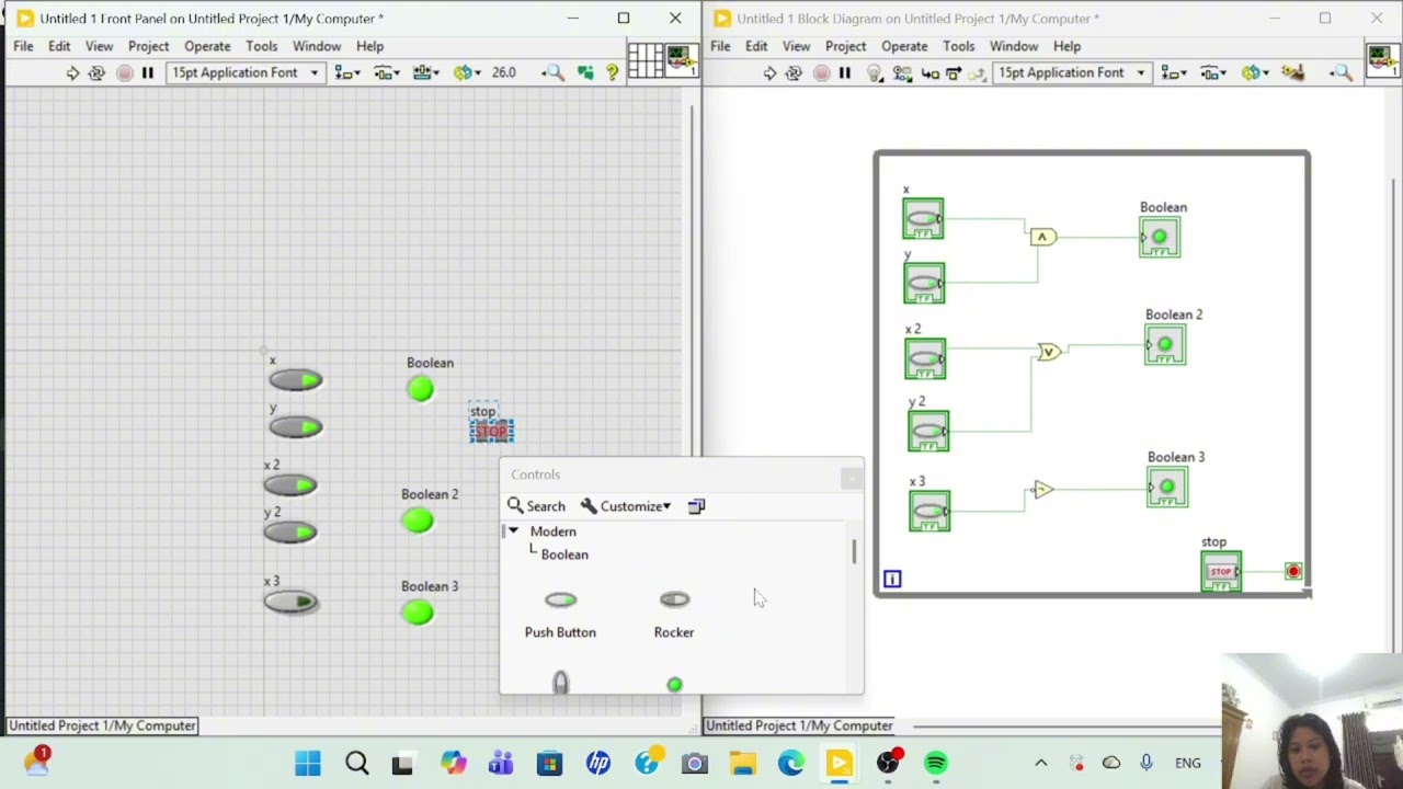 KOMBINASI GERBANG LOGIKA (labview)