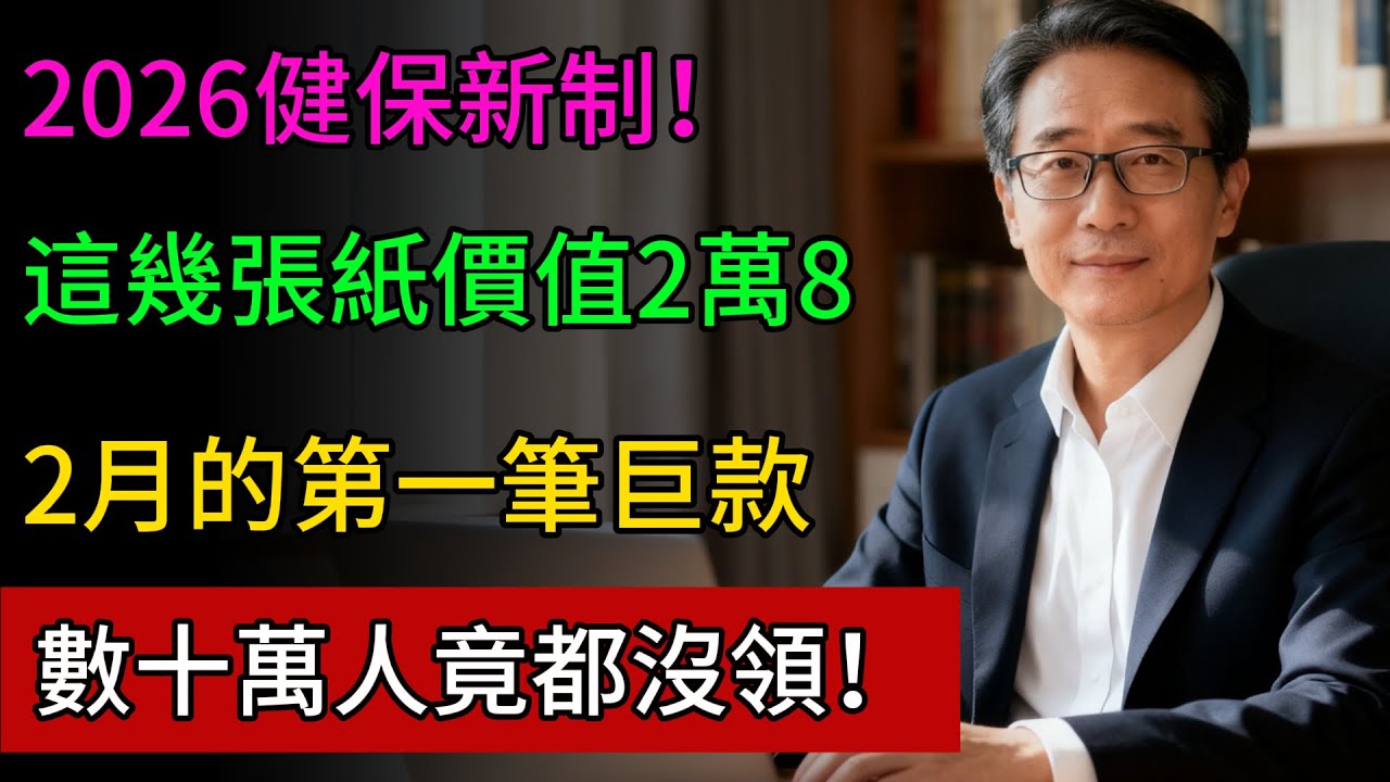 不領虧大了！2026開年第一筆「鉅款」竟被你扔在箱底？這幾張紙價值2萬8，數十萬人傻傻沒領！#衛福部 #台灣政策 #退休生活 #省錢攻略 #申請懶人包 #健保費減免 #長輩福利 #健康隨行 #劉志明