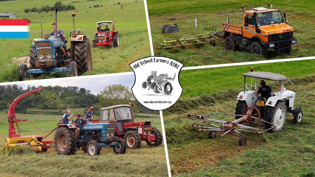 Grasernte mit Youngtimern [Sound] | Mähen - Zetten - Schwaden - Häckseln | Luxemburg 2024
