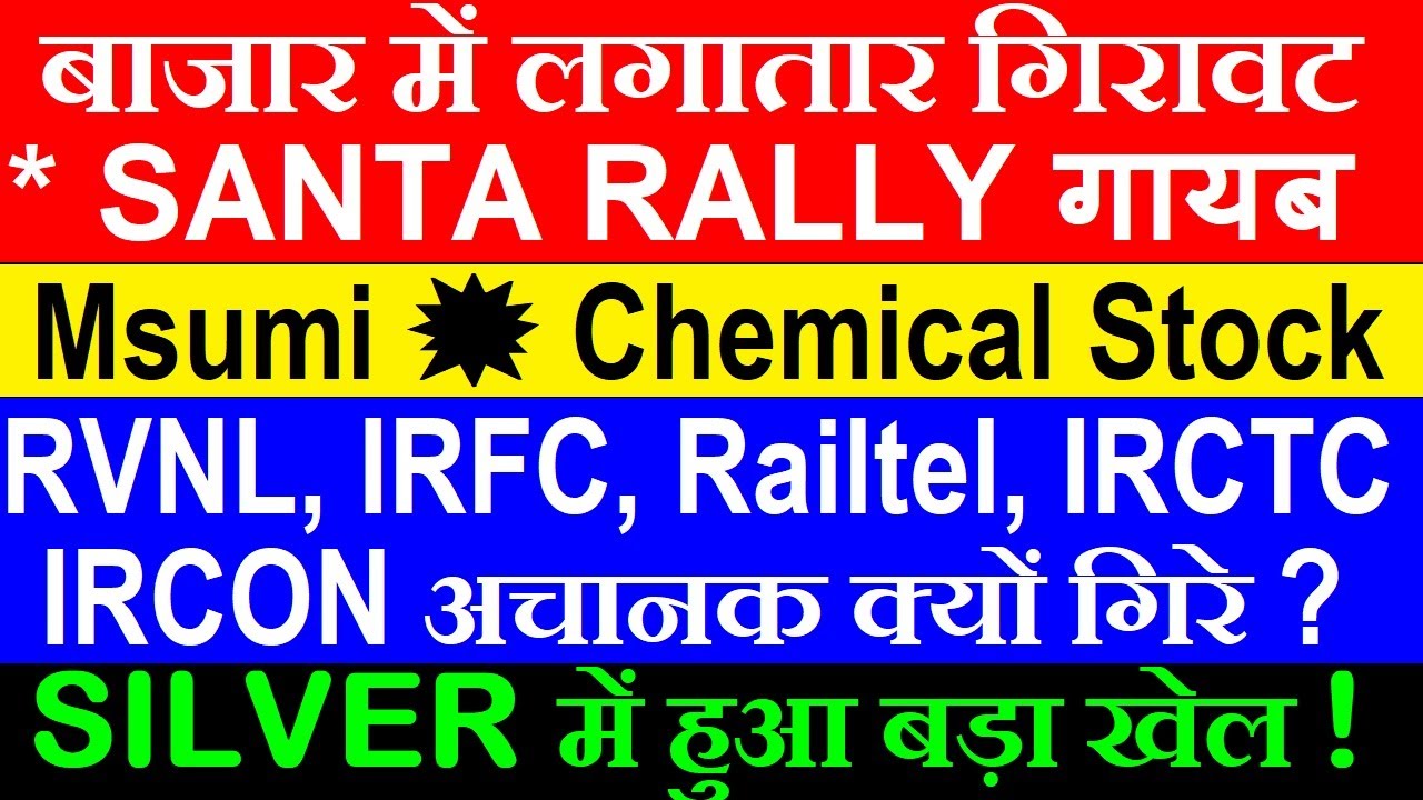 Silver में हाहाकार🔴 RVNL, IRFC, IRCON, RAILTEL, IRCTC अचानक क्यों गिरे?🔴Msumi🔴Nifty Down Santa Rally