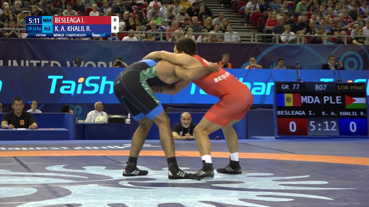 1/16 GR - 77 kg: I. BESLEAGA (MDA) v. R. K. A. KHALIL (PLE)