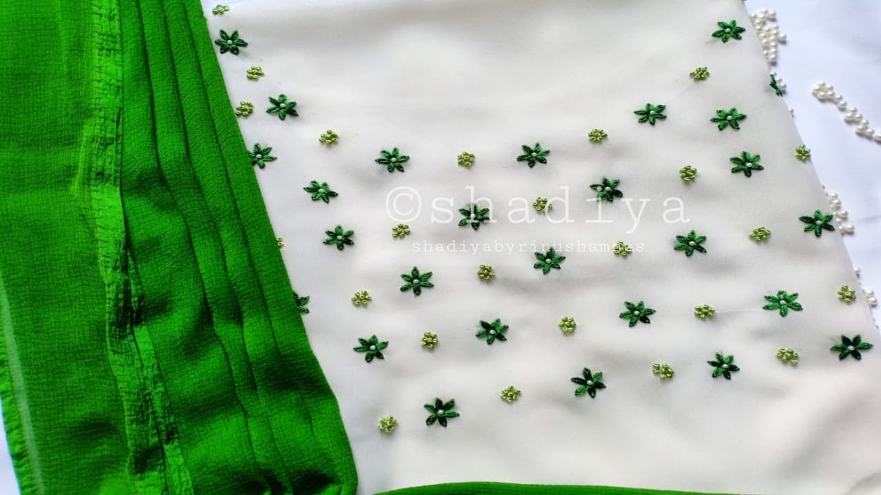 Hand embroidery very easy neck design for kurti and salwar|lazy daisy flower embroidery for neckline