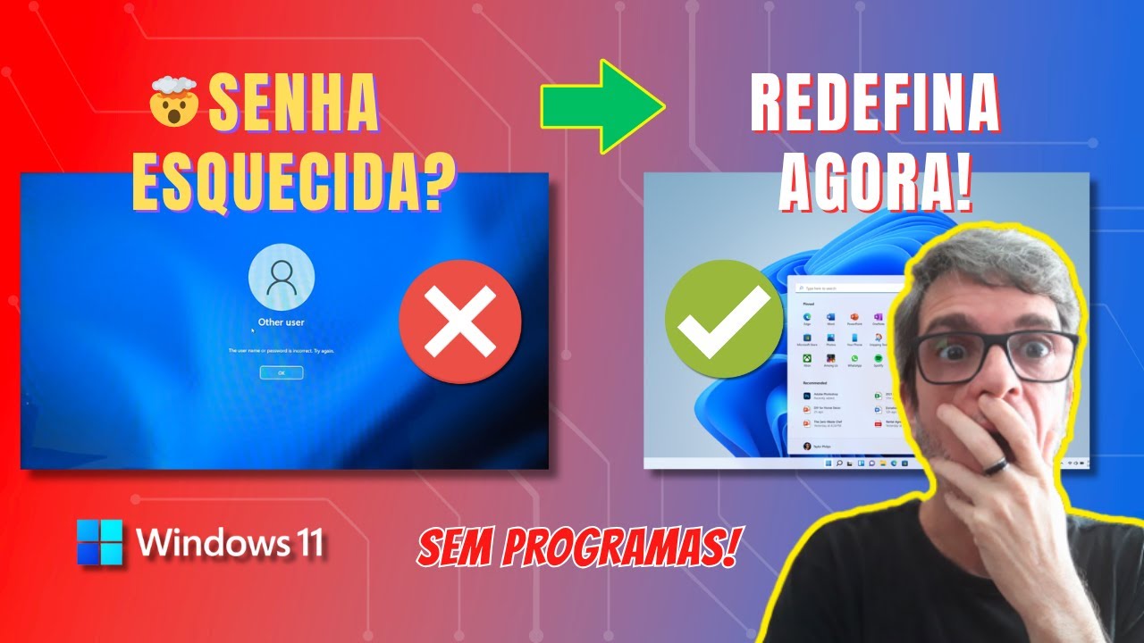 ESQUECEU a SENHA do WINDOWS 11 🤯 REDEFINA AGORA SEM PROGRAMAS! 🔑