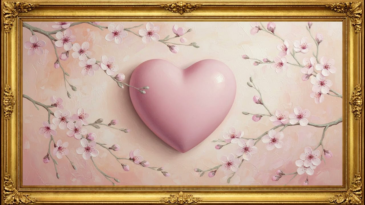 Elegant Heart Wall Art 🤍 | 4K Framed TV Romantic Decor | Calm & Timeless Love