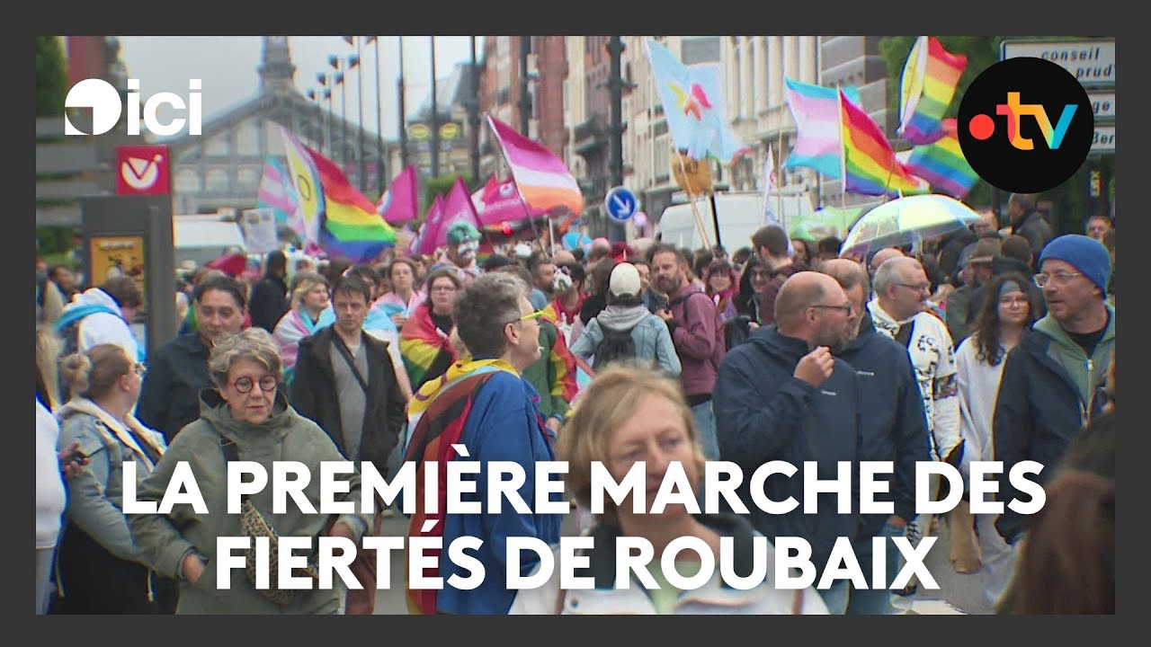 La première marche des fiertés de Roubaix : un arc-en-ciel sous la pluie