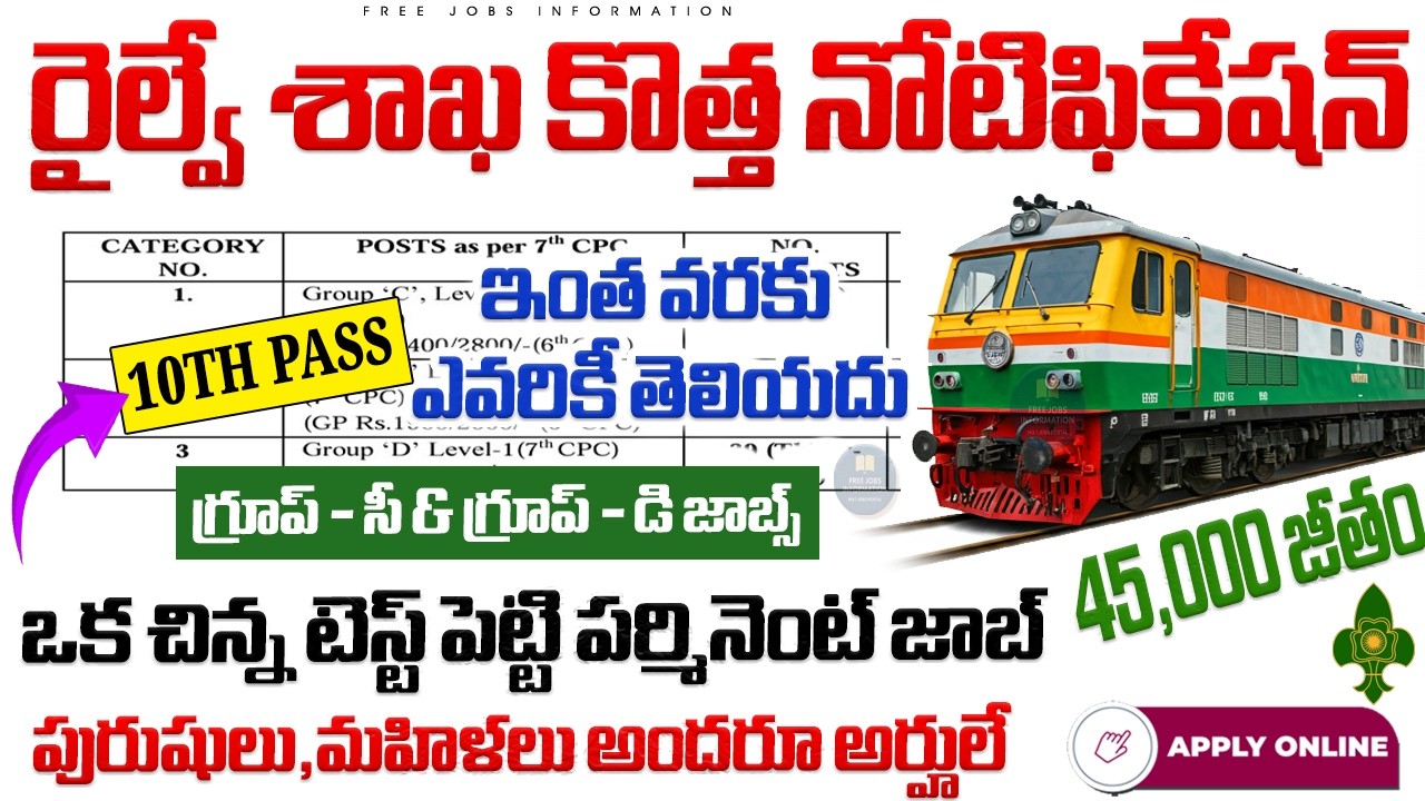 🚨 రైల్వే నుంచి పర్మినెంట్ జాబ్స్ కి నోటిఫికేషన్ | RRC Railway Recruitment 2026 | Govt Jobs Search