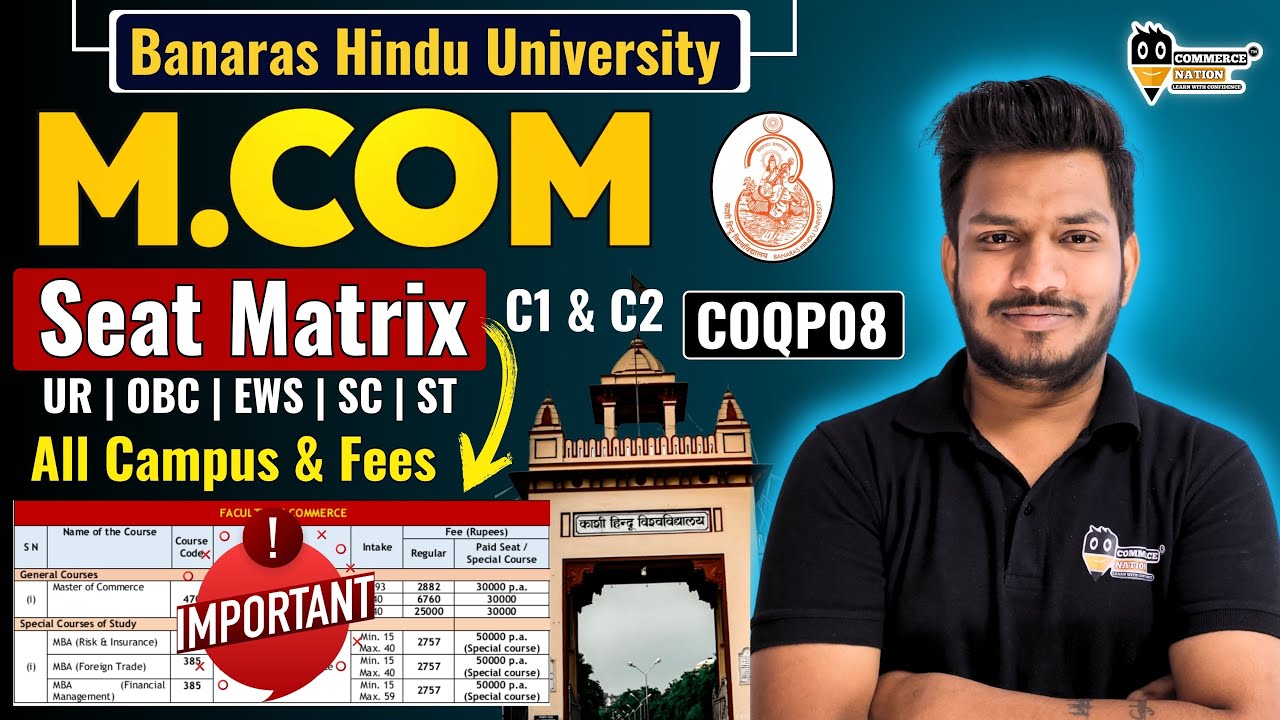BHU PG M.COM SEAT, FEES & CAMPUS  MATRIX 2025 | BHU M.Com Admission 2025 | bhu cuet pg 2025