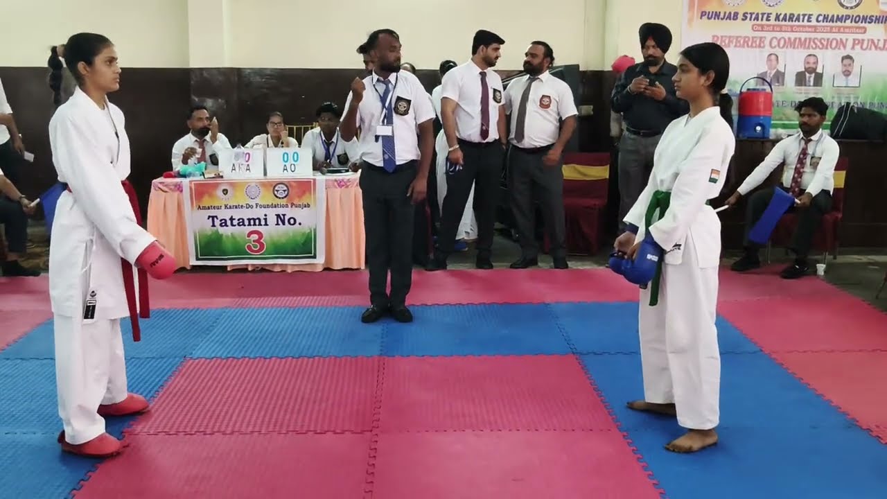 4 th Punjab state Karate championship Amritsar Prabhjot Kaur district Barnala gold medal 🏅 under 17