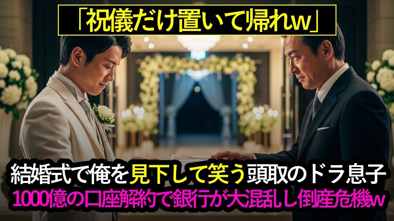 「祝儀だけ置いて帰れｗ」と結婚式で笑う頭取の息子➡俺「1000億の口座解約でｗ」翌日、銀行は大混乱で倒産危機にｗ #スカッとする話