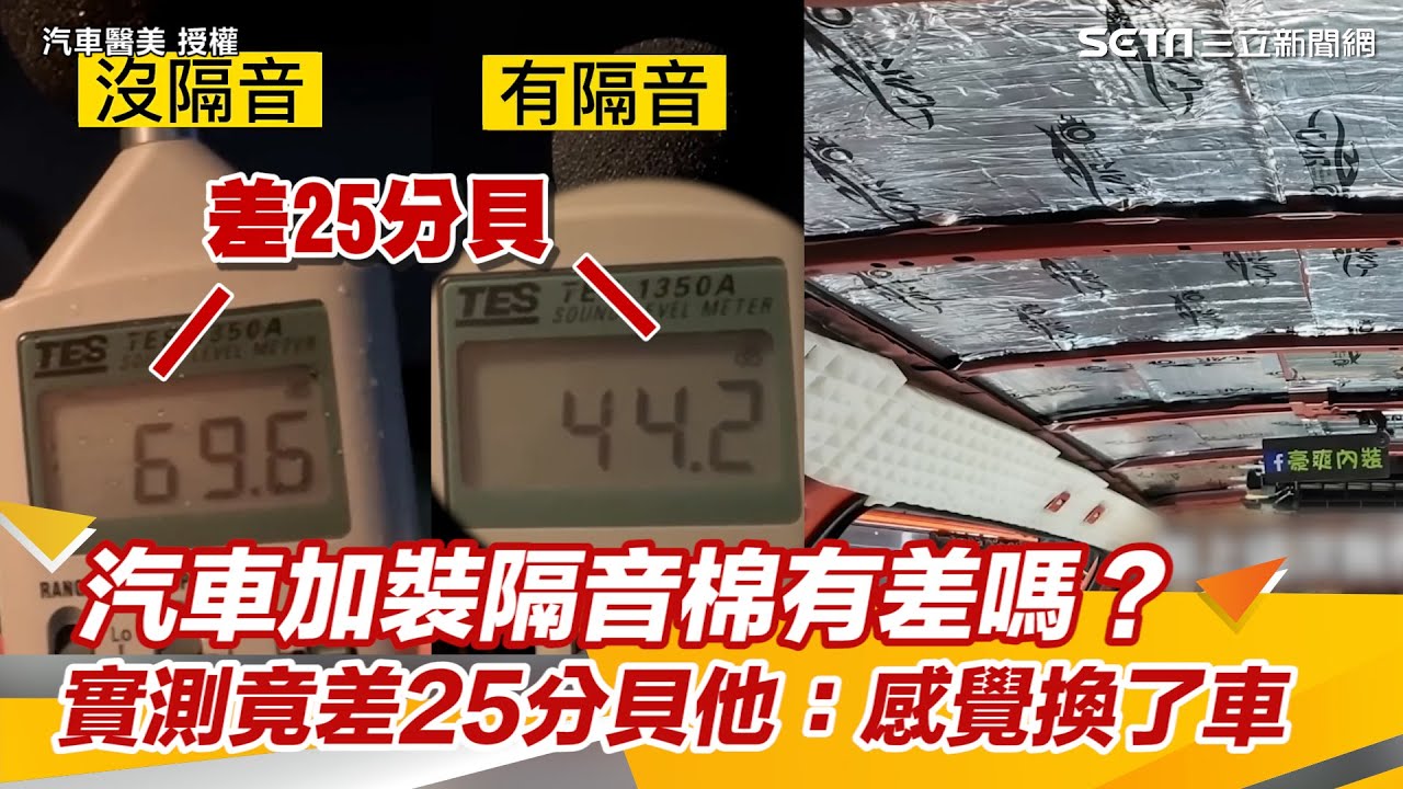 汽車加裝隔音棉有差嗎？　實測竟差25分貝他：感覺換了一台車｜三立新聞網 SETN.com