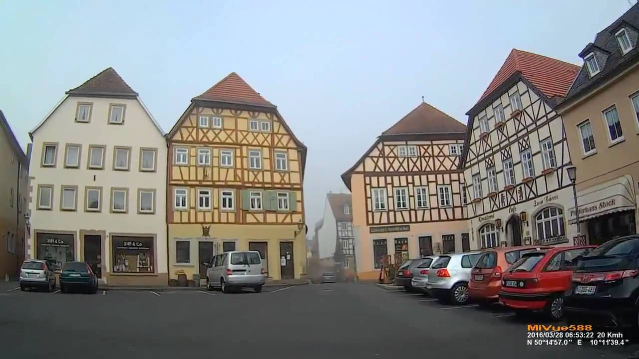 D: Stadt M&uuml;nnerstadt. Landkreis Bad Kissingen. Fahrt durch die Stadt. M&auml;rz 2016