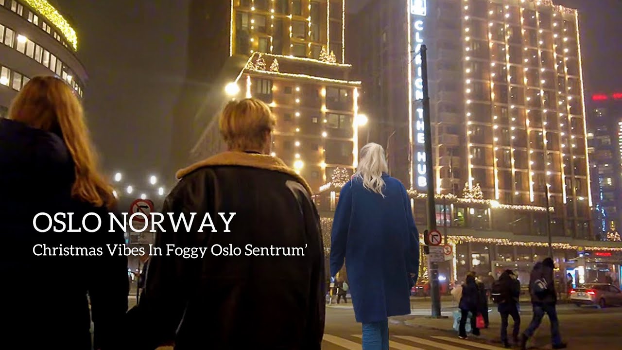 OSLO NORWAY, Christmas Vibes In Foggy Oslo🇳🇴 Virtual Walking tour! 4K/60ftp