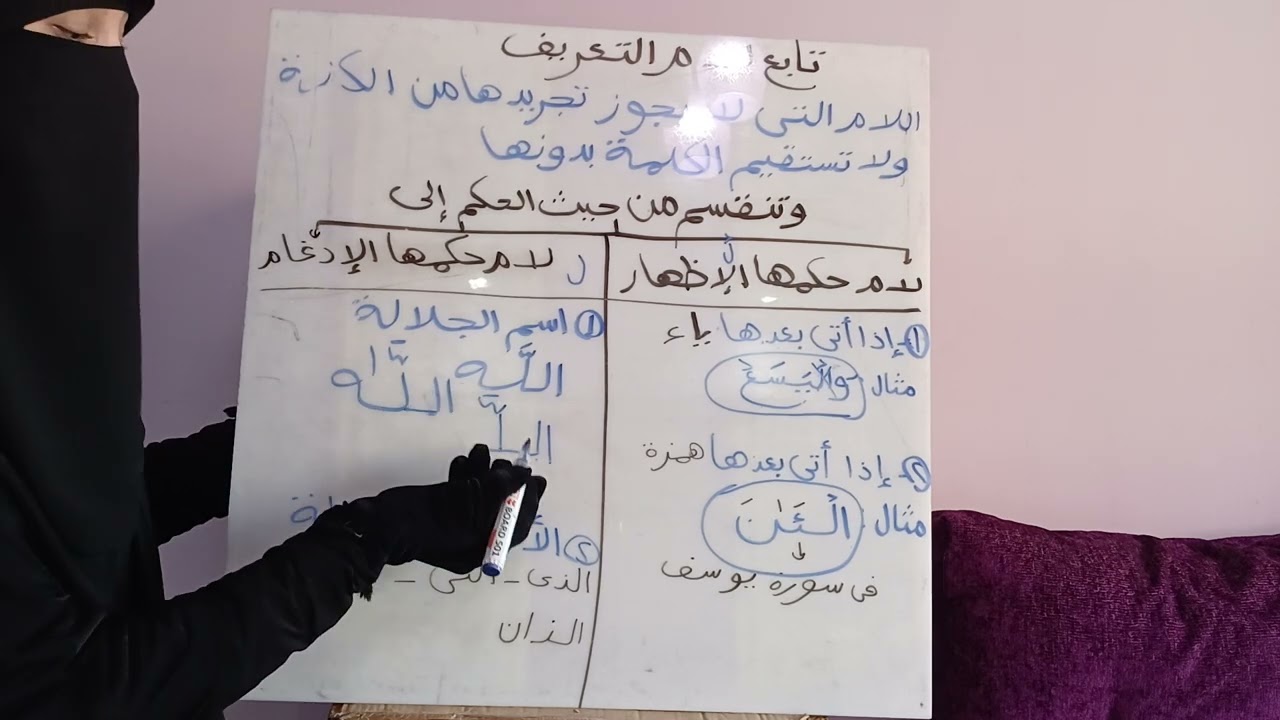 شرح باب اللامات السواكن( لام التعريف لا يجوز تجريديها من الكلمة ) الفيديو رقم ٨ 