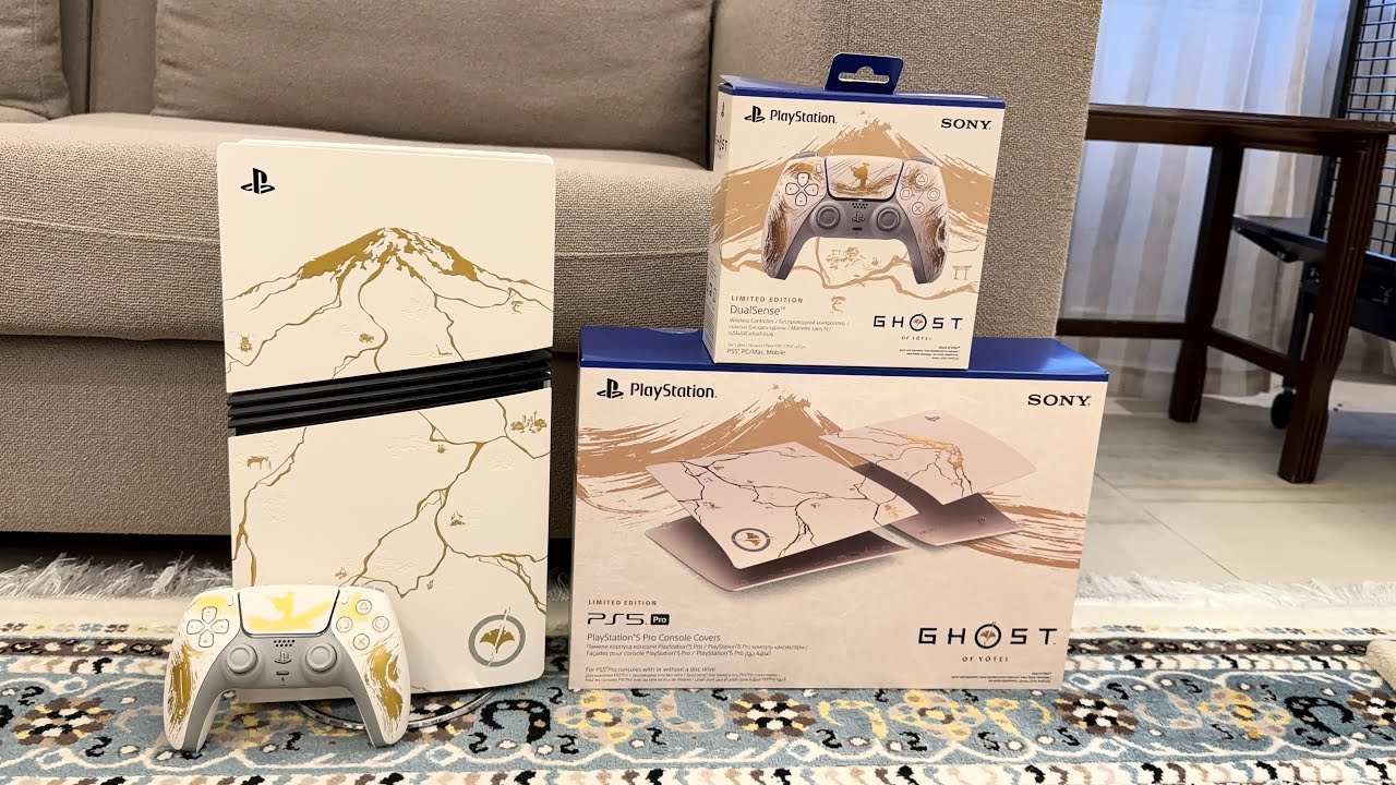 Unboxing Ghost of Yotei PS5 PlayStation 5 Pro Cover & Controller Gold Limited Edition