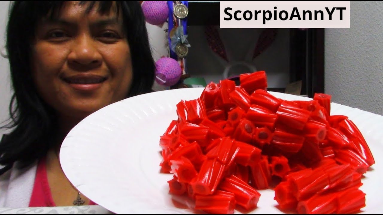 ASMR Eating Twizzlers filled bites