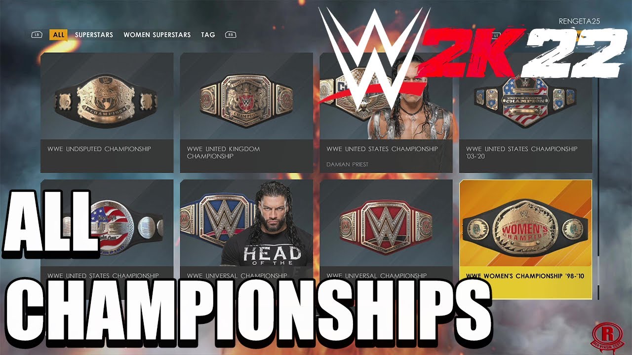 WWE 2K22 - All Single & Tag Team Championship Titles + DLC (nWo Wolfpac Championship) *Updated*