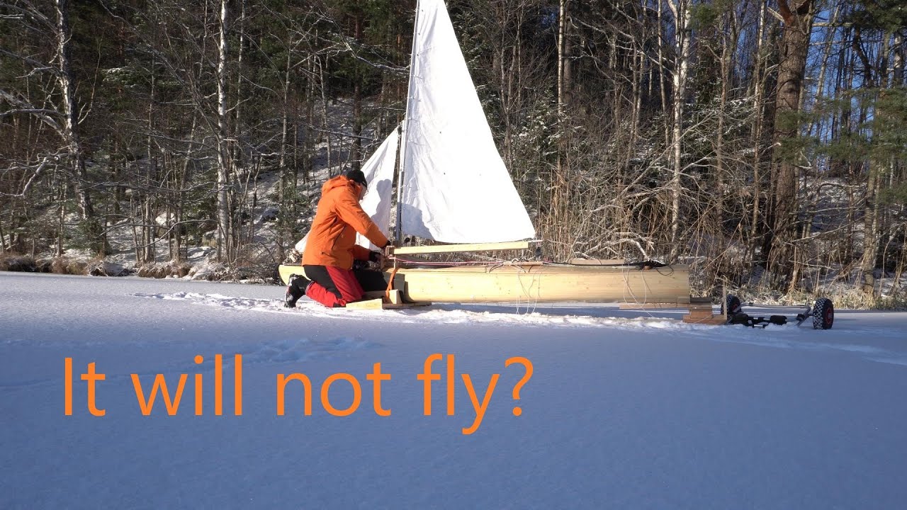 A malfunctional test of the iceboat and the homemade mainsail #172