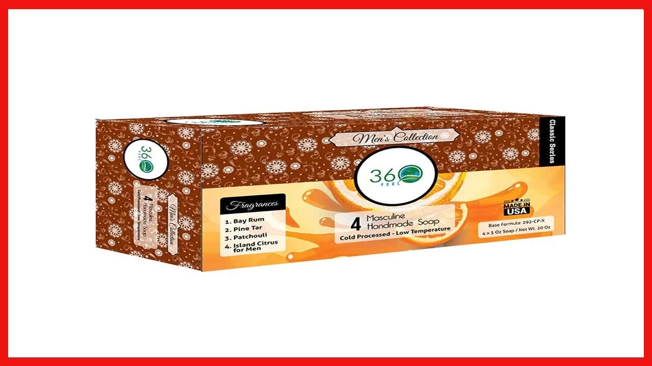 360 Feel Men's Soap bar Handmade -Masculine fragrance-, Patchouli, Pine Tar with Charcoal Beeswax