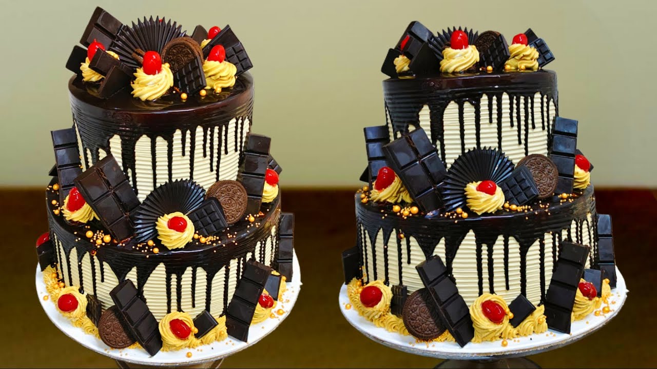 🍫Two Tier Chocolate Cake Design/Two Tier Cake Design/2 Tier Chocolate Cake Decorating Ideas 