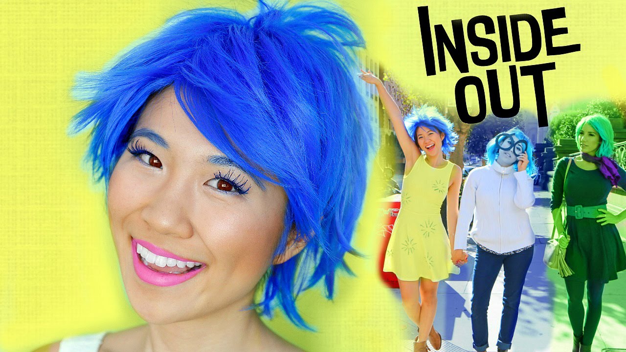 DIY Inside Out Joy, Sadness, Disgust Costumes + Makeup Tutorial