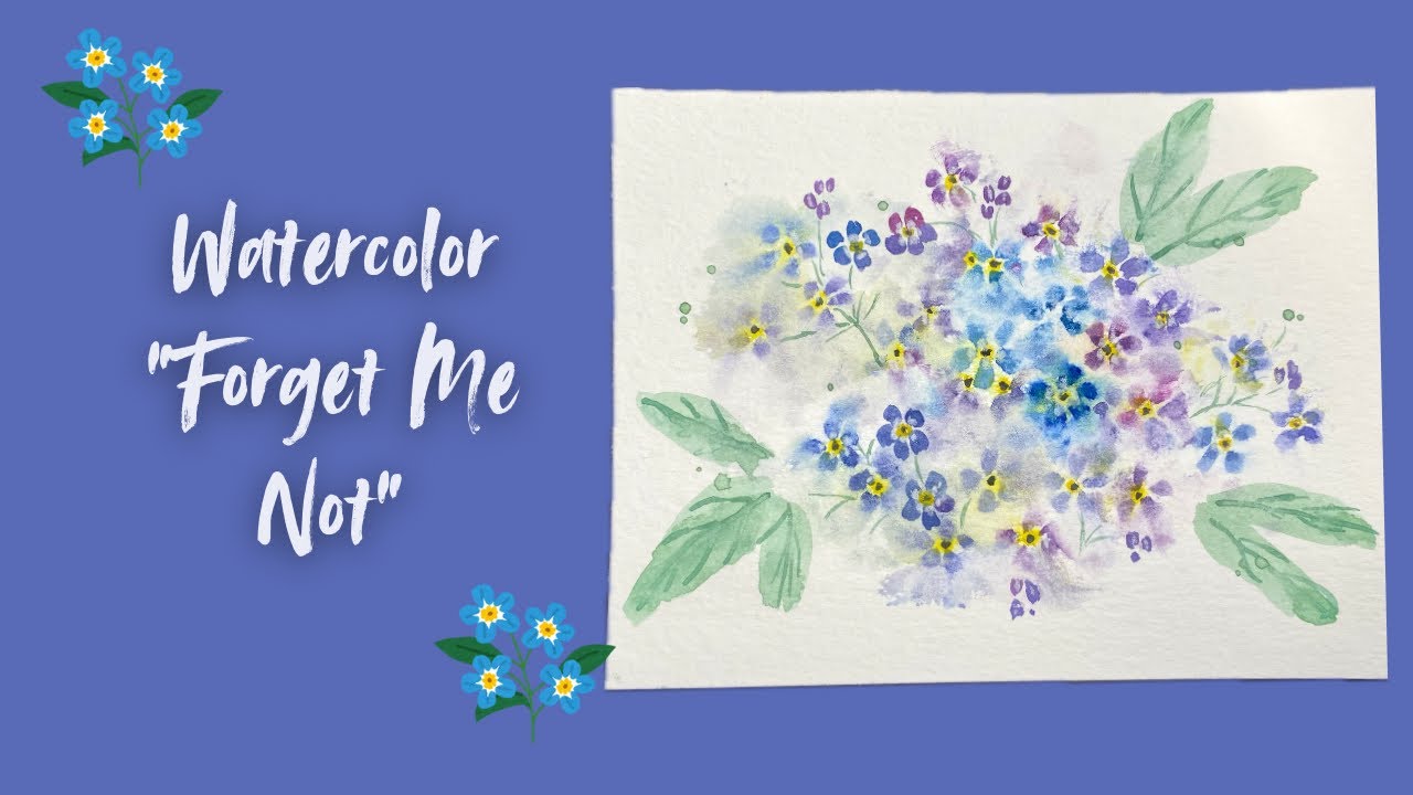 Watercolor Forget Me Not Flowers | Easy Watercolor Flowers