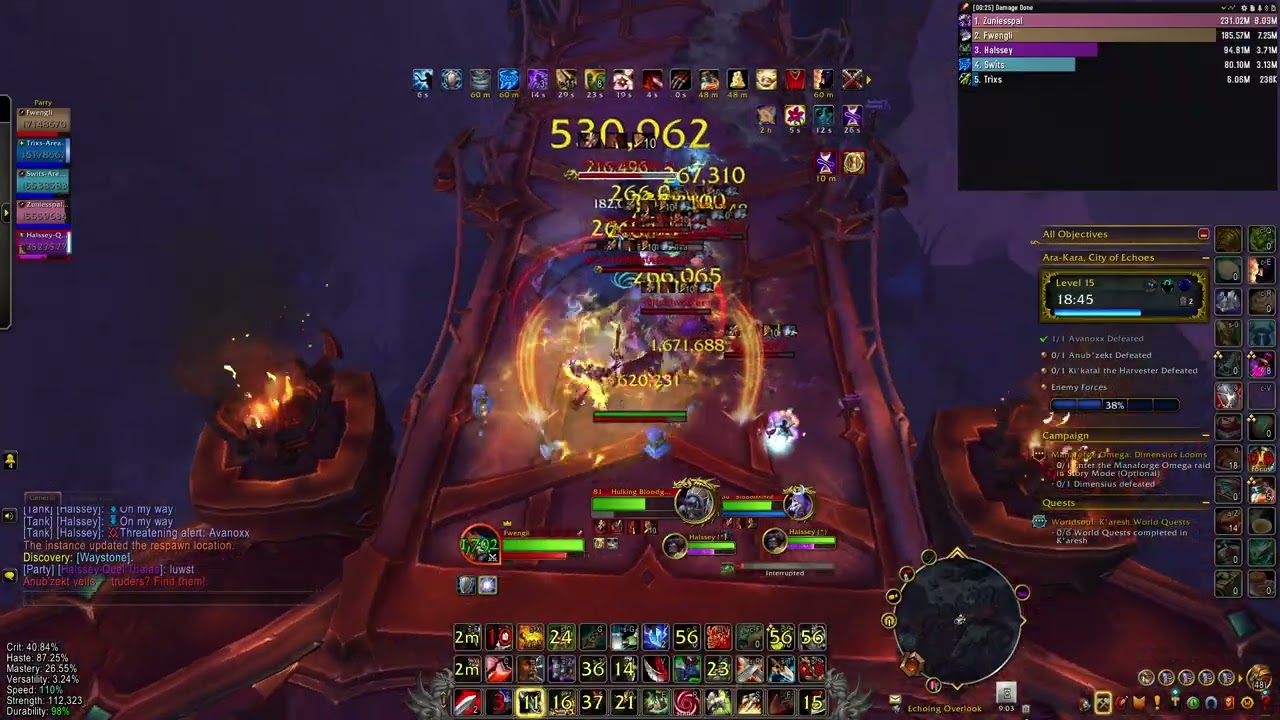 99 parse WoW TWW 11.2.5 colossus arms warrior pve Ara-Kara, City of Echoes Mythic +15