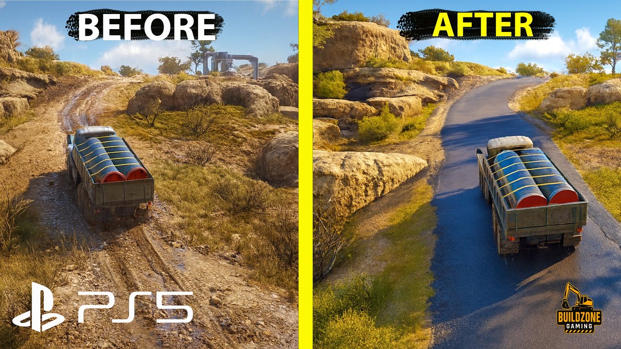 (PS5 Pro) Build an Asphalt Road uphill to Replace a Gas Pipe-Roadcraft Gameplay