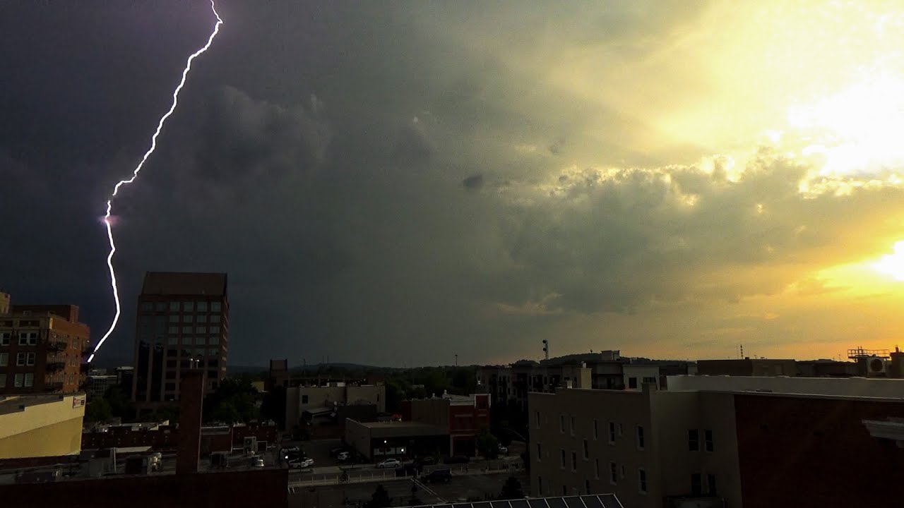 Multiple Lightning Strikes Captured in 4K Time-Lapse Over Downtown