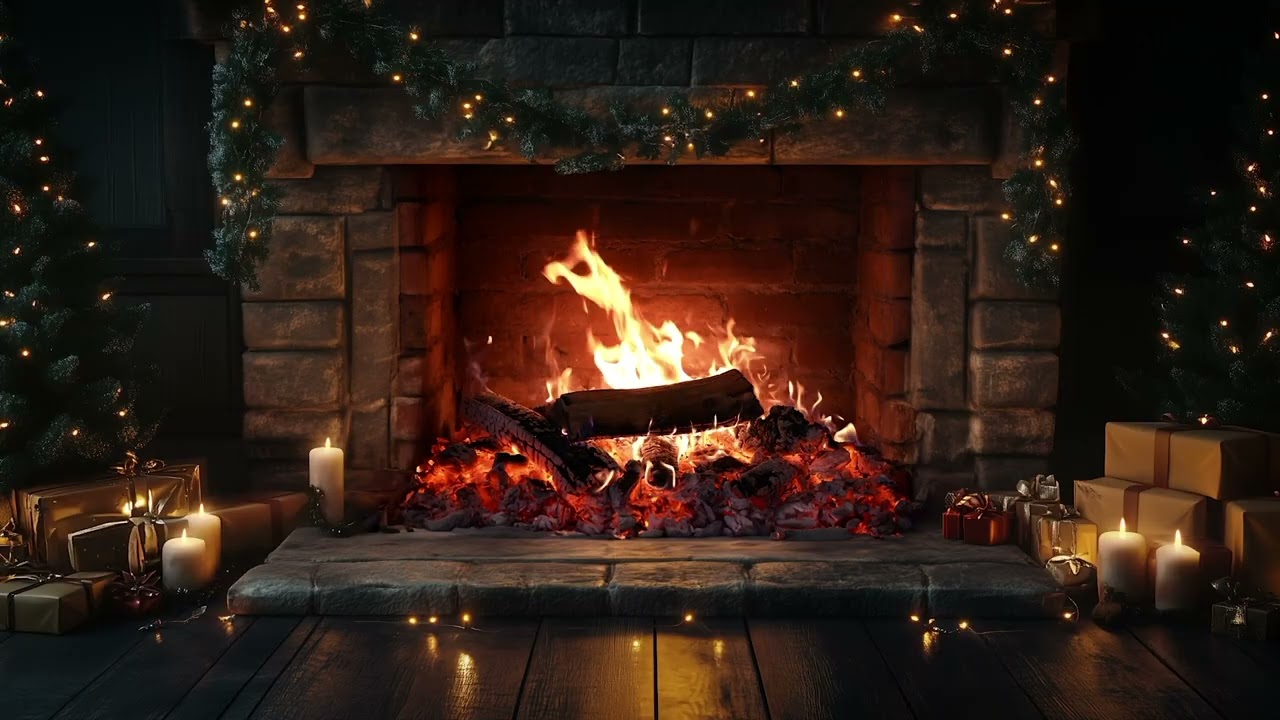 🎄 Уютный Рождественский Камин 🔥 Мягкий Джаз для Учёбы и Отдыха
