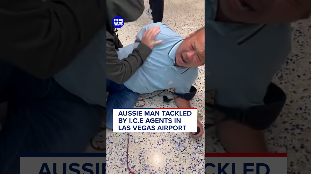 Aussie man tackled by ICE agents in Las Vegas Airport | 9 News Australia