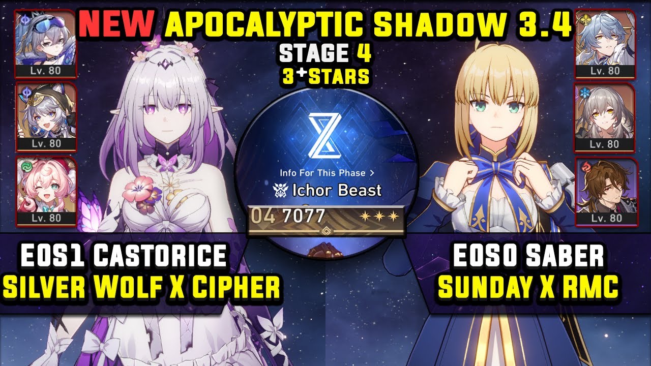 E0 Castorice Carry & E0 Saber Carry W/ RMC (3 Stars) Apocalyptic Shadow 4 Honkai Star Rail 3.4