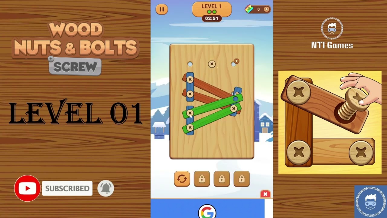 Wood Nuts and Bolts Screw Level 01