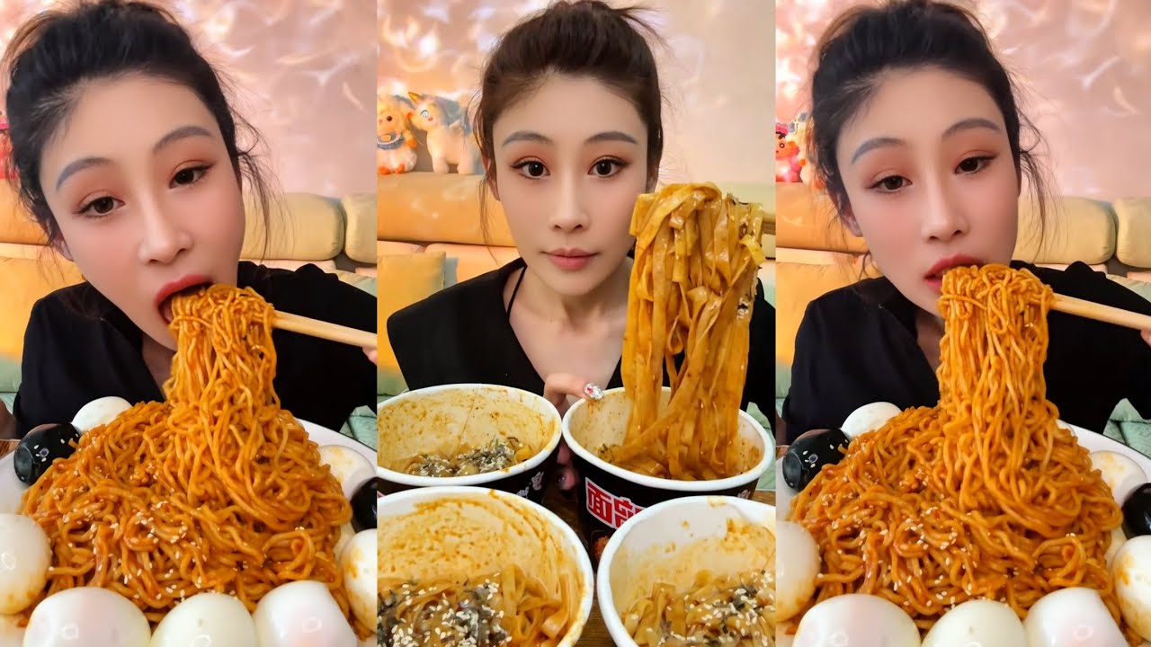Spicy Eating Mukbang Chinese Food Noodles, Eggs🌶️ (chewy sounds) ASMR Chinese Foods 吃播 吃 Mukbang