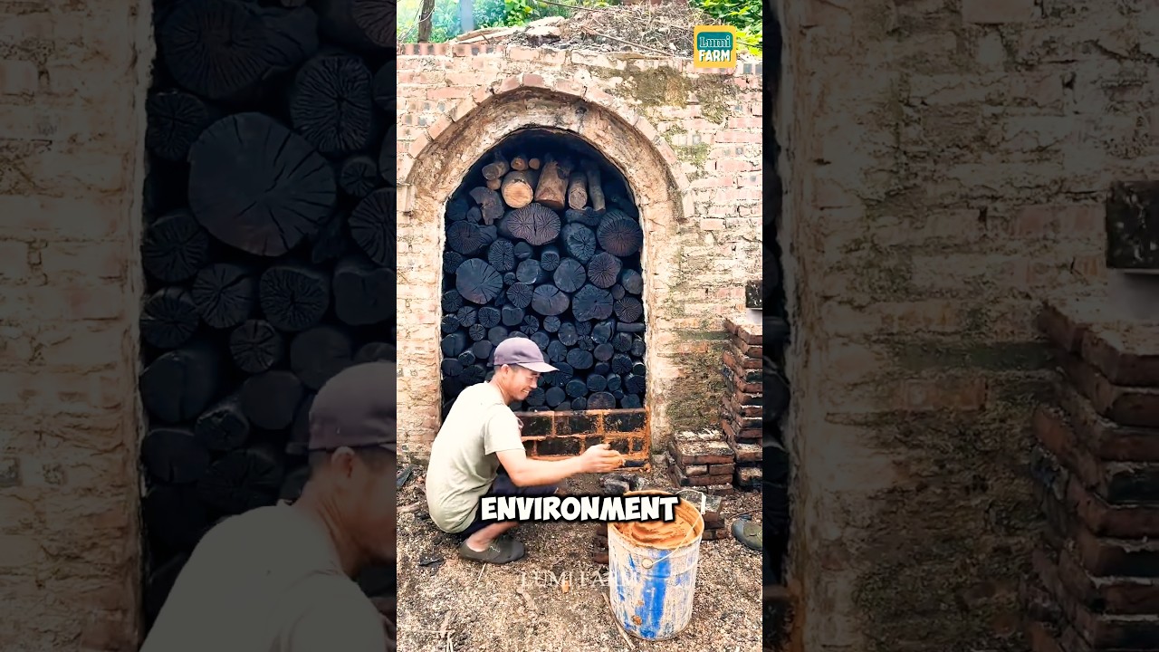 How to turn hundreds of tons of wood into charcoal. #charcoal #CharcoalProcessing #shorts #lumifarm