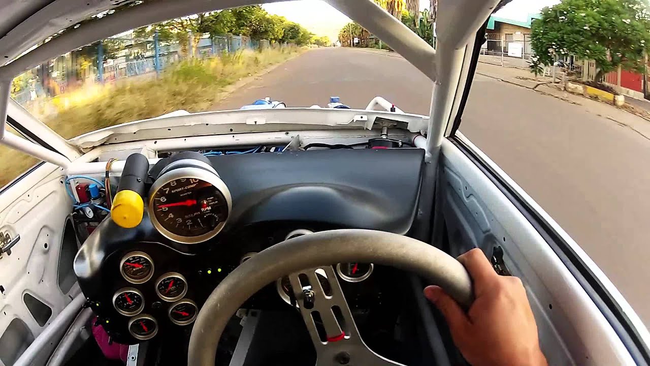 Datsun twin turbo V6 in car after dyno (small run down the street)