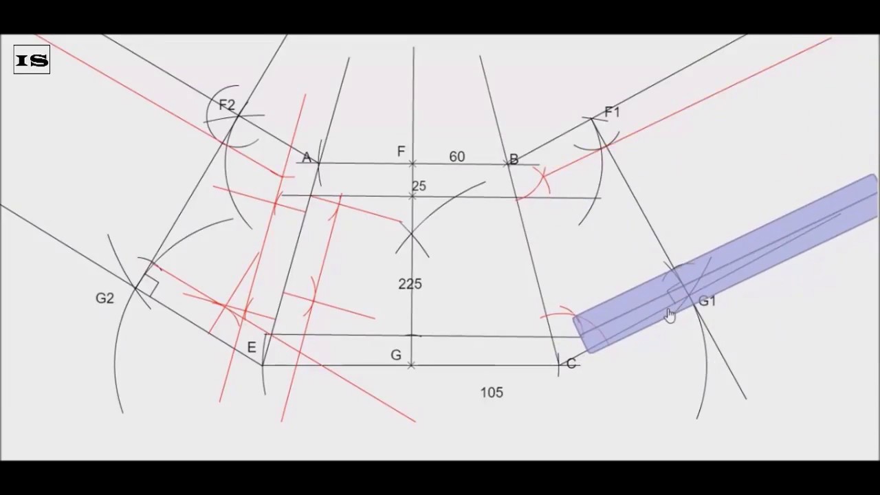 Tracage lanterne. Traçage d'un demi tronc de pyramide. Développé d'un tronc de pyamide.
