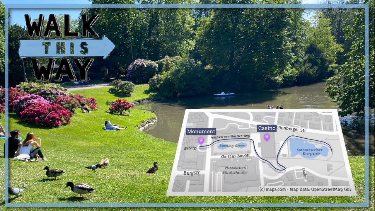 Wiesbaden Kurpark Walking Tour - 4k