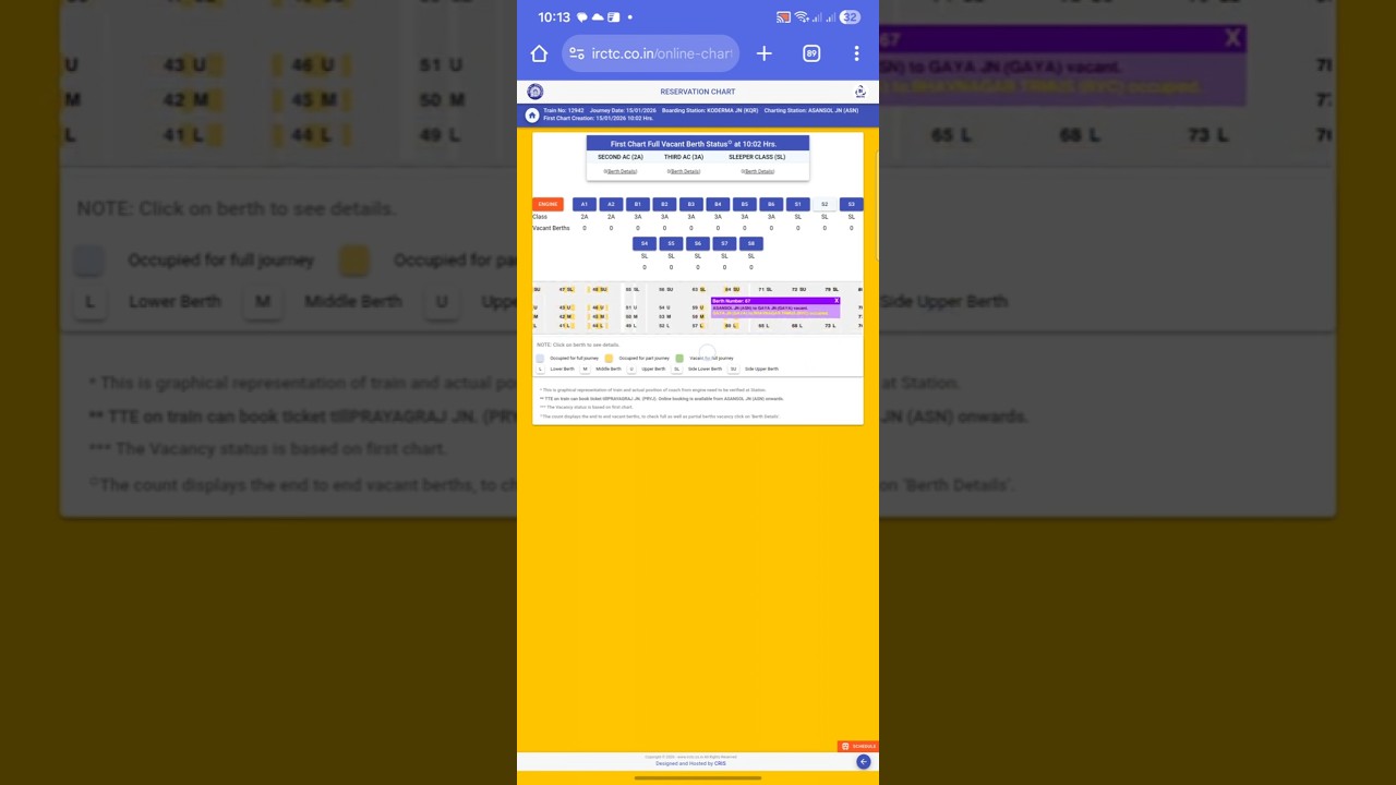 How to get Vacant seat in current Train