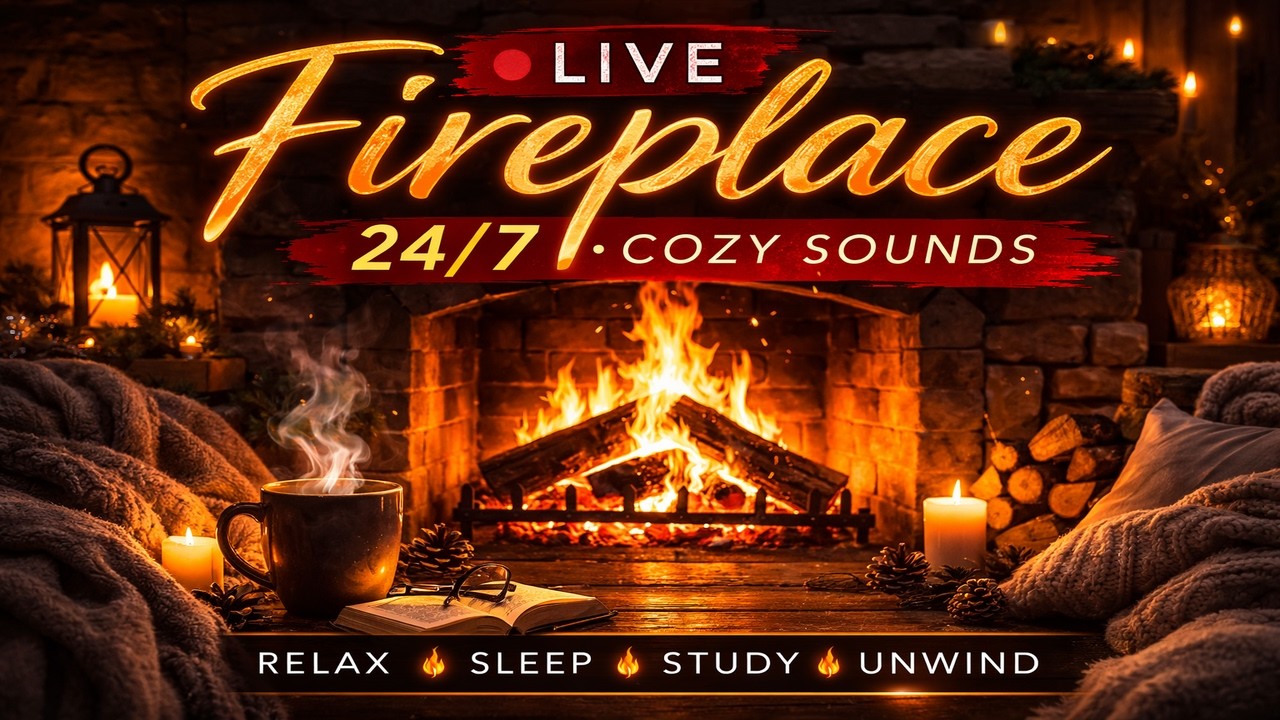 🔥 24/7 Live Fireplace Ambience | Deep Sleep & Relaxation  #SpiritualRelaxation